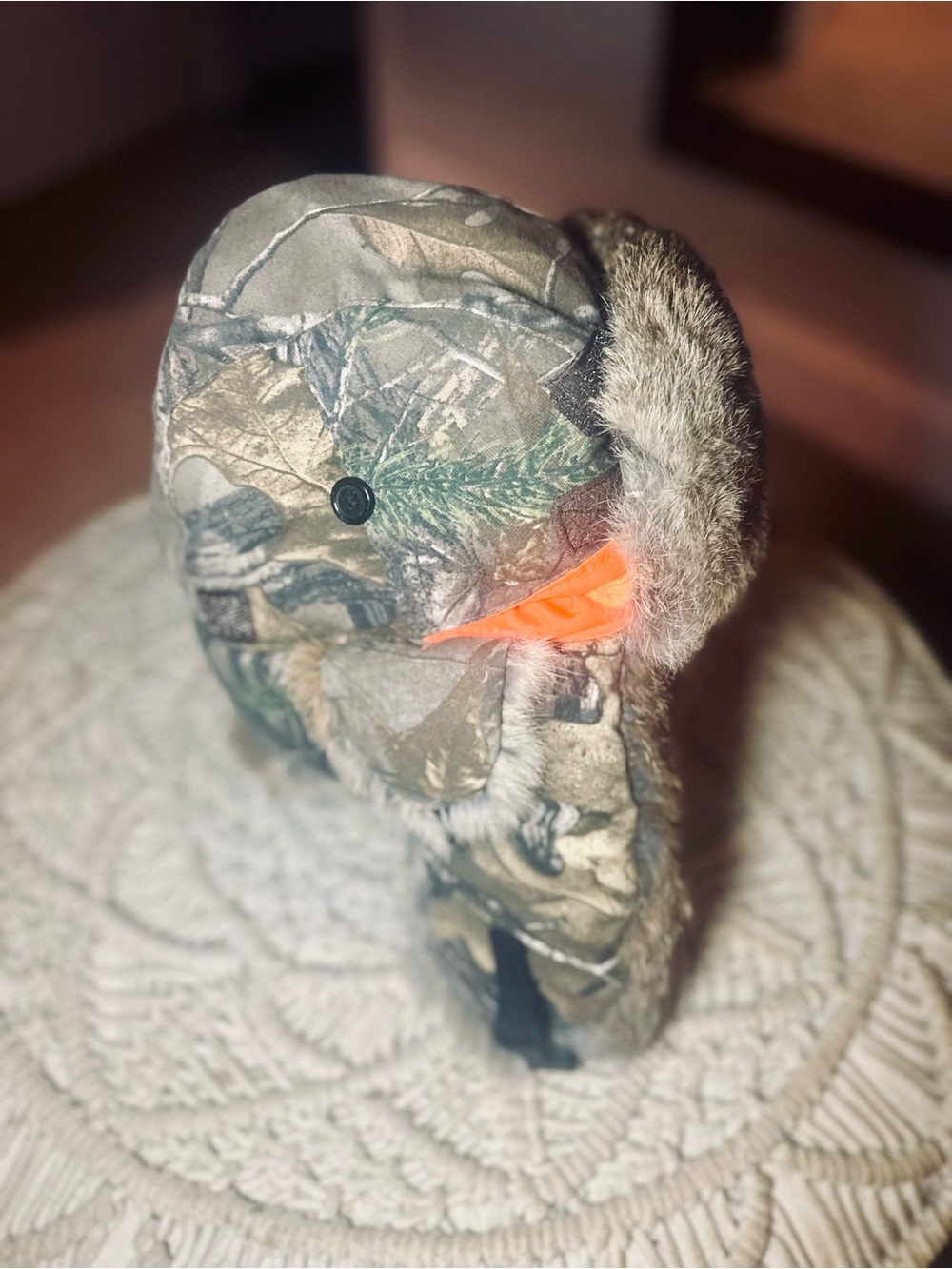 Yukon Tracks Realtree Camo Trapper Hat L/XL Genuine Rabbit Fur Blaze Orange